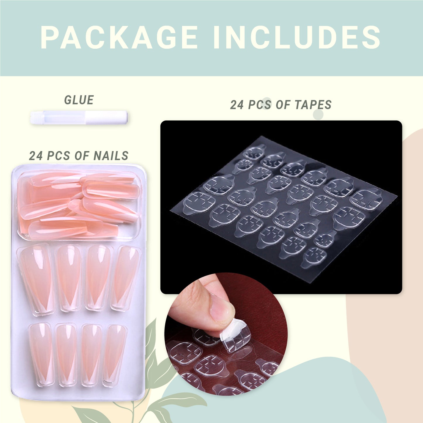 Press-On French Coffin Nails