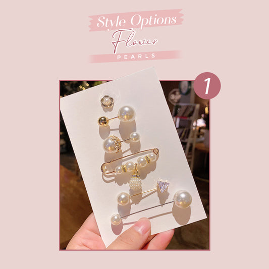 Elegant Pearl Safety Pin Brooch
