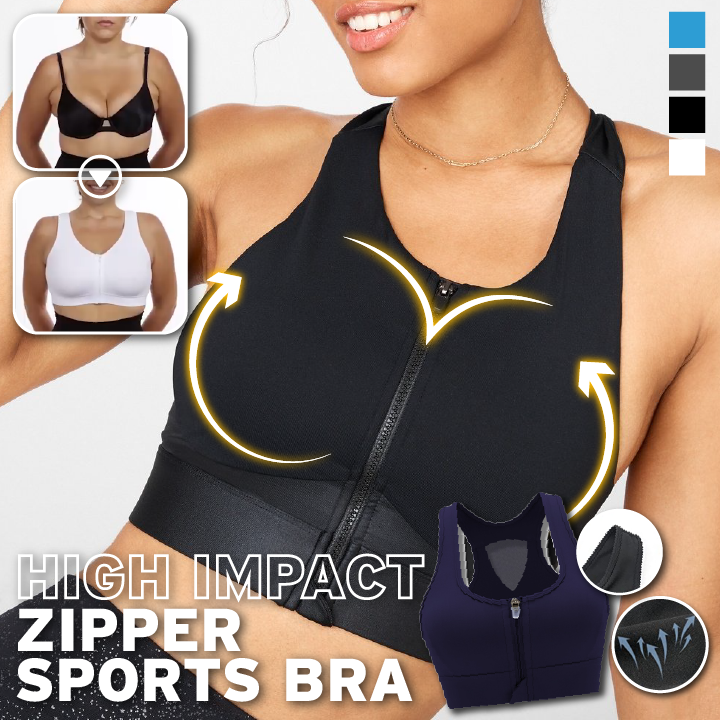 High Impact Zipper Sports Bra