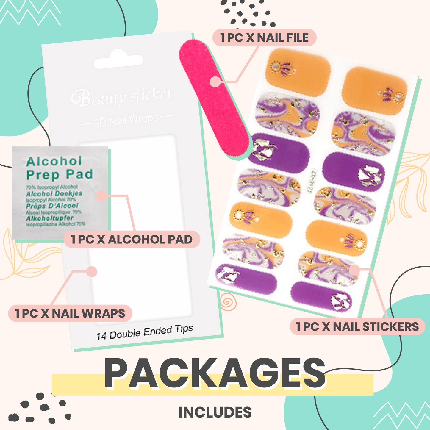 Easy Press On Nail Stickers Kit
