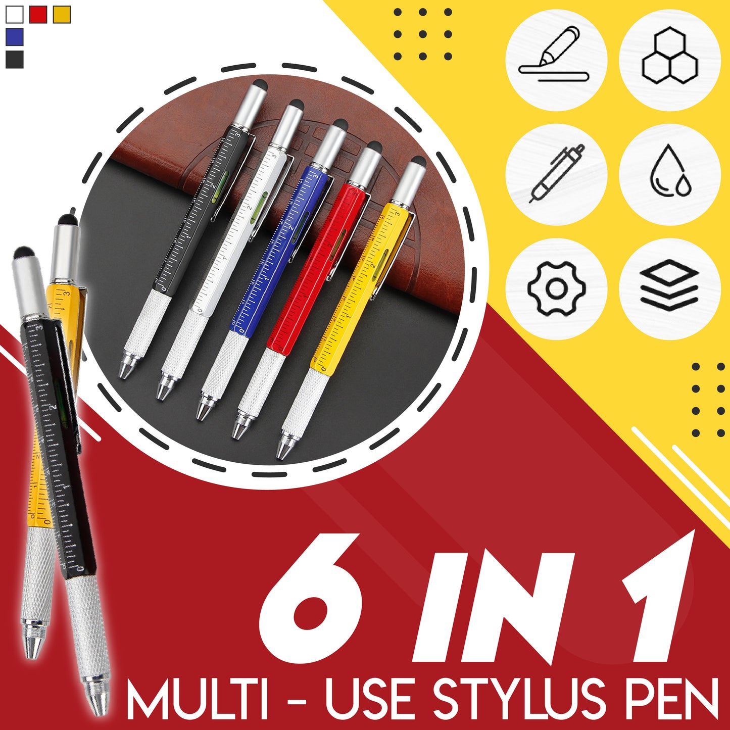 6 in 1 Multi-Use Stylus Pen