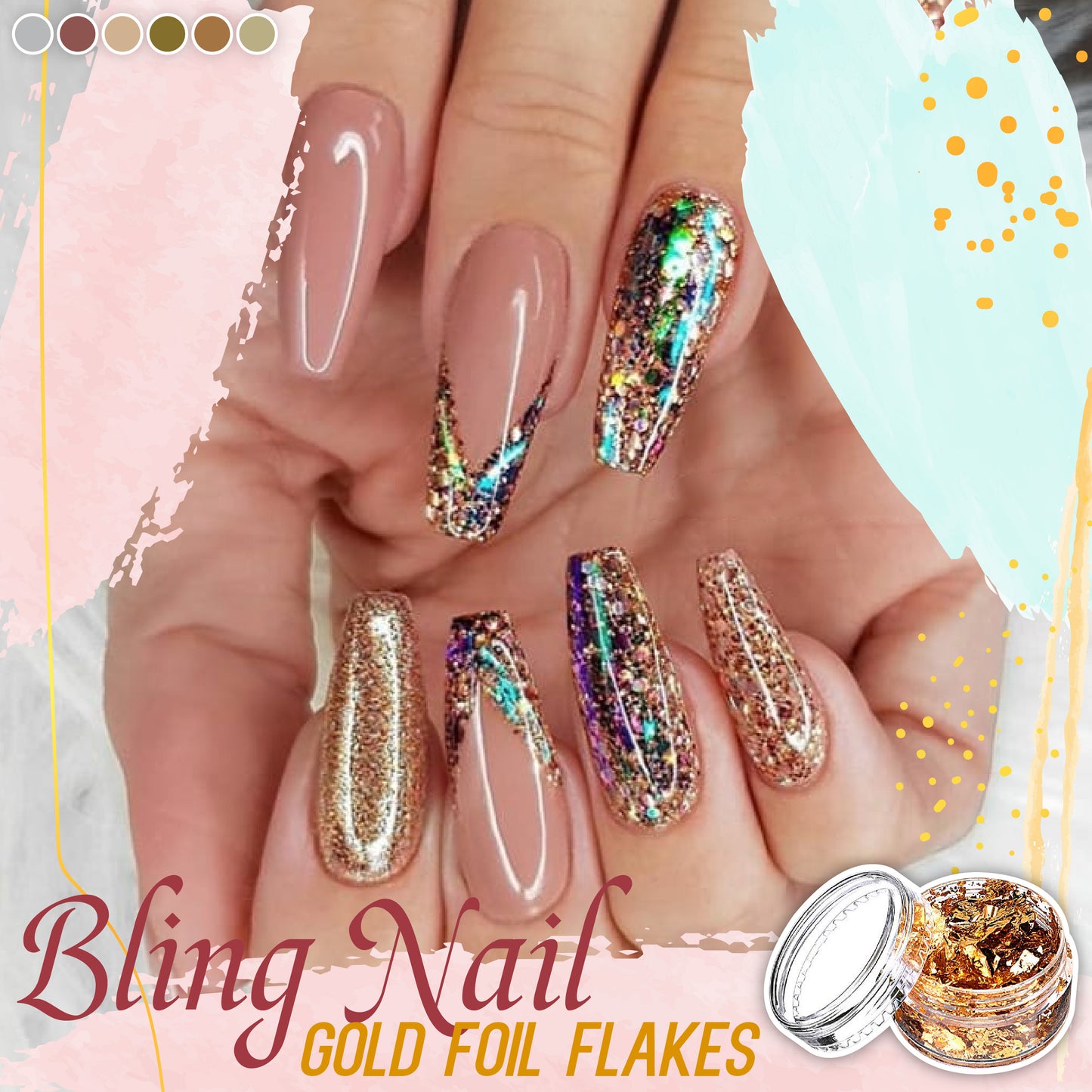 Bling Nail Gold Foil Flakes