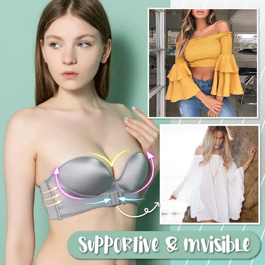 Front Closure Strapless Lifting Bra
