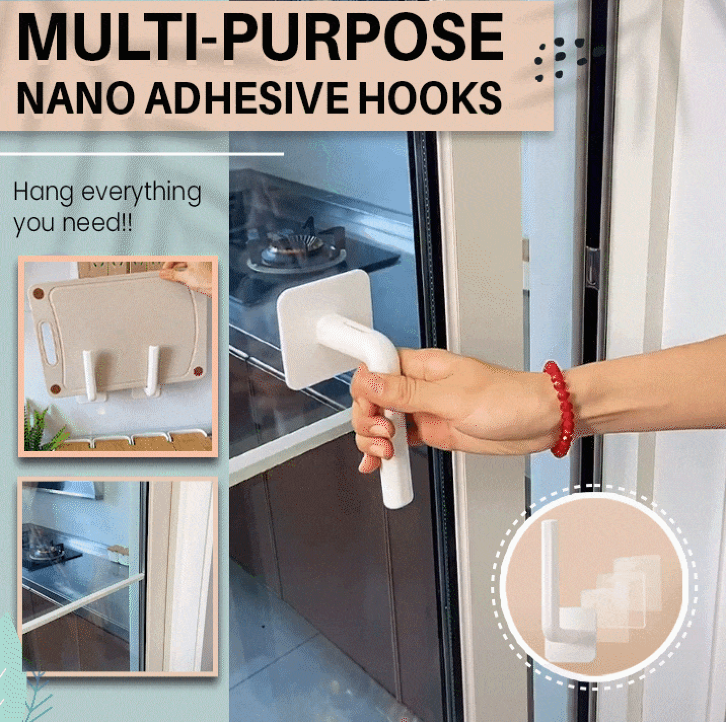 Multi-Purpose Nano Adhesive Hooks (2 Pairs)