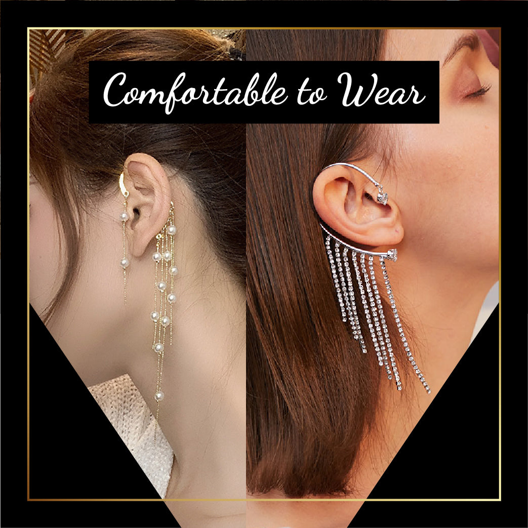 Long Tassel Diamond Arc Earrings