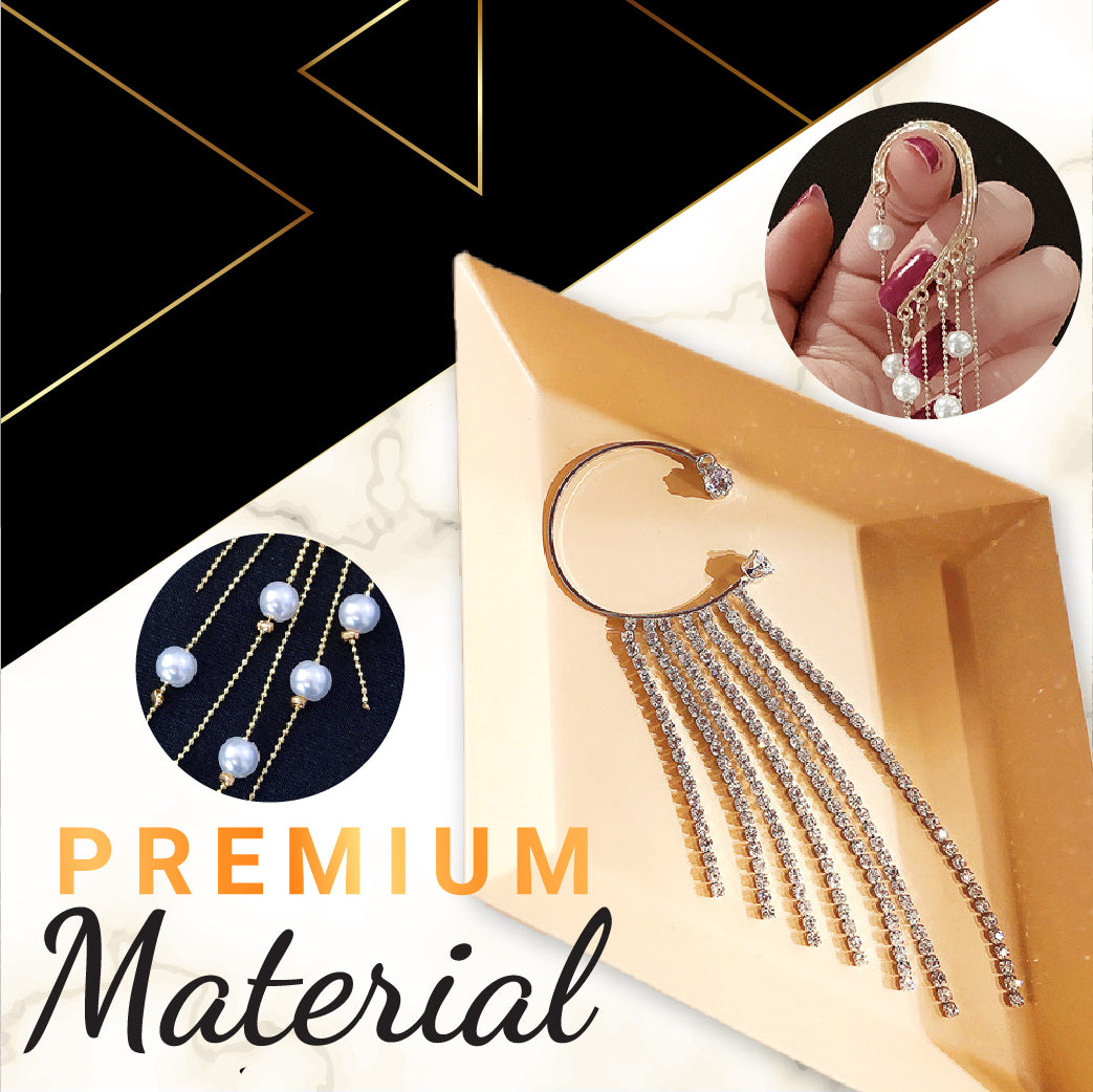 Long Tassel Diamond Arc Earrings