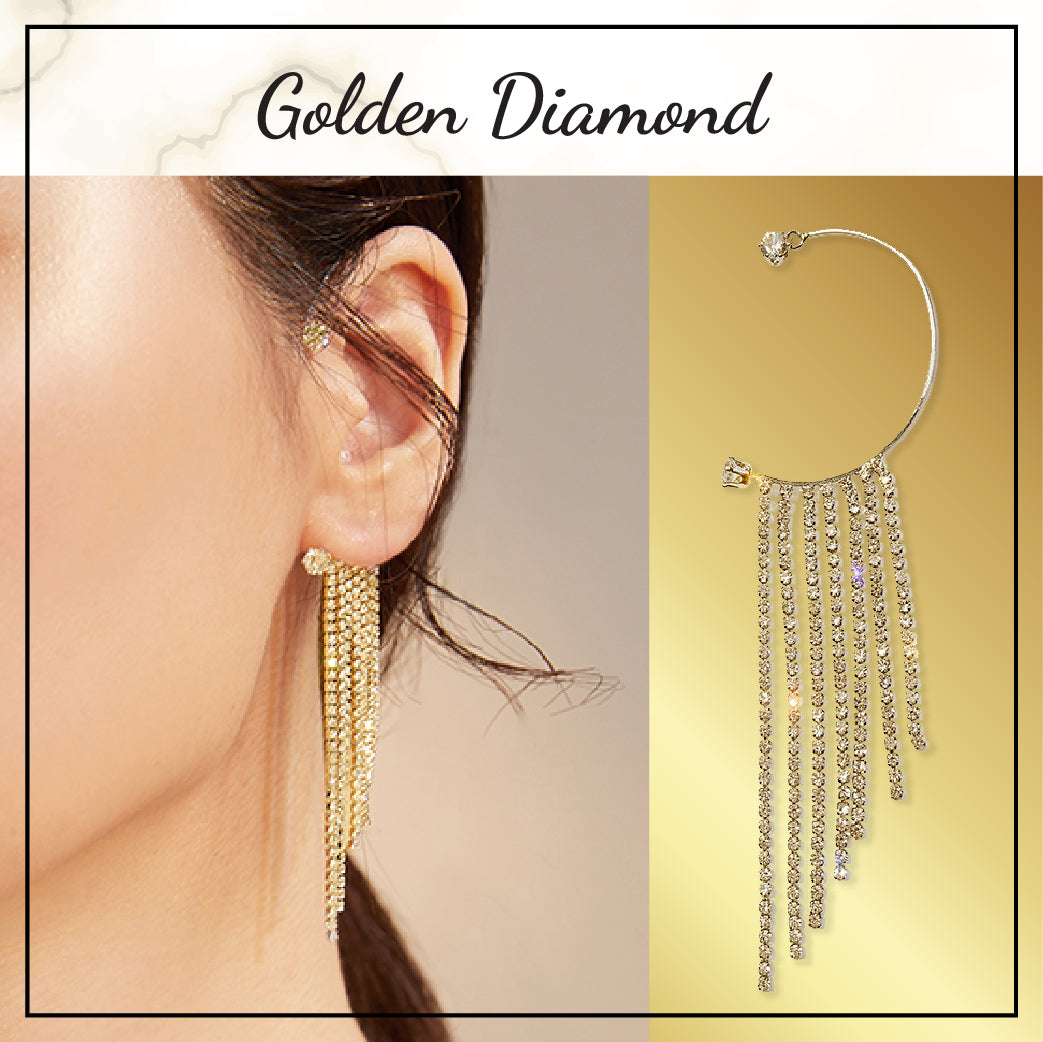Long Tassel Diamond Arc Earrings