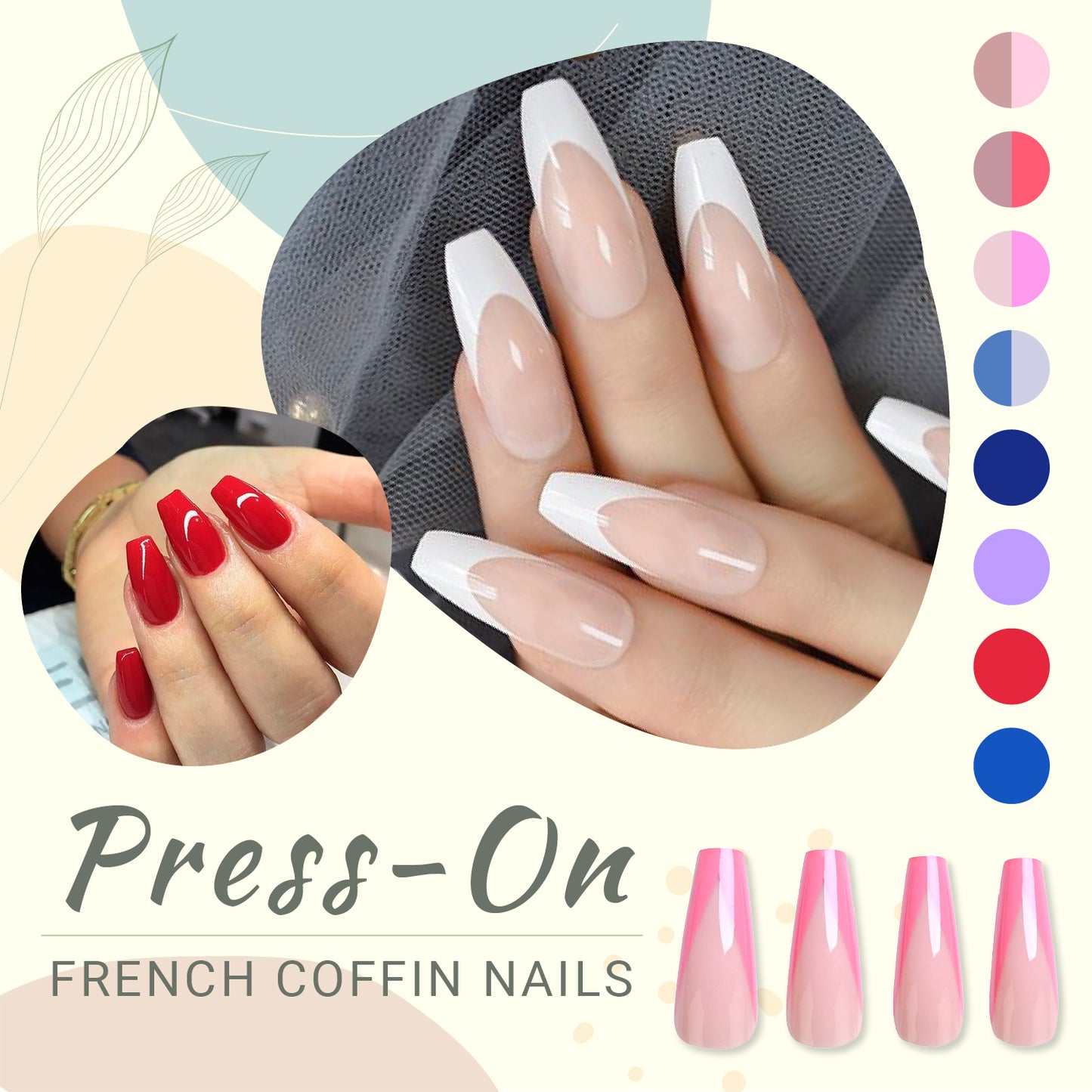Press-On French Coffin Nails