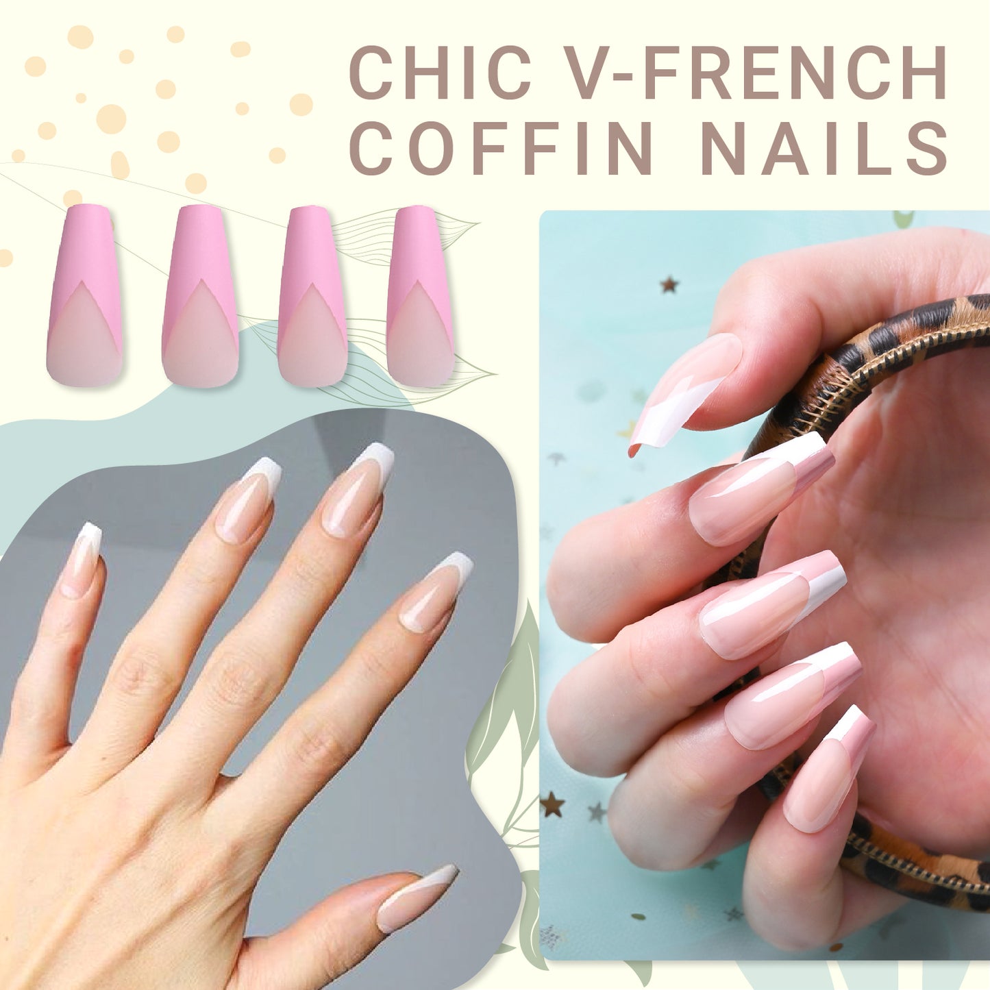 Press-On French Coffin Nails