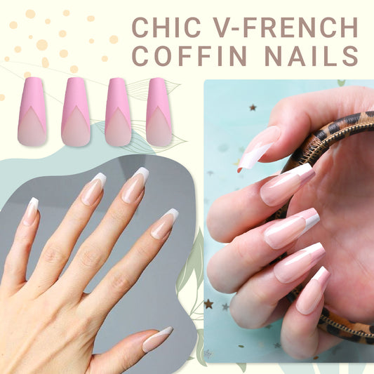 Press-On French Coffin Nails