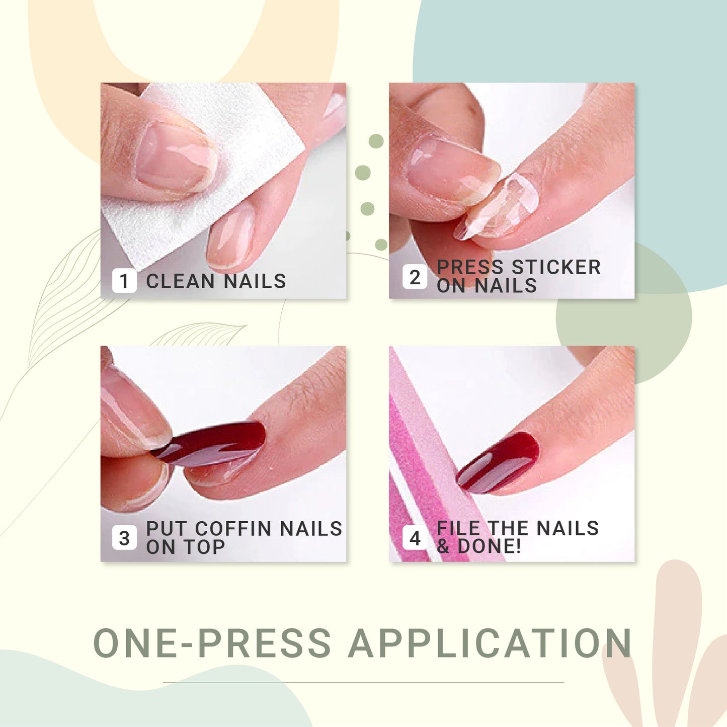 Press-On French Coffin Nails
