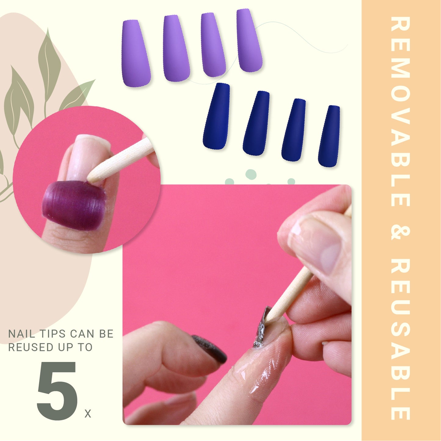 Press-On French Coffin Nails