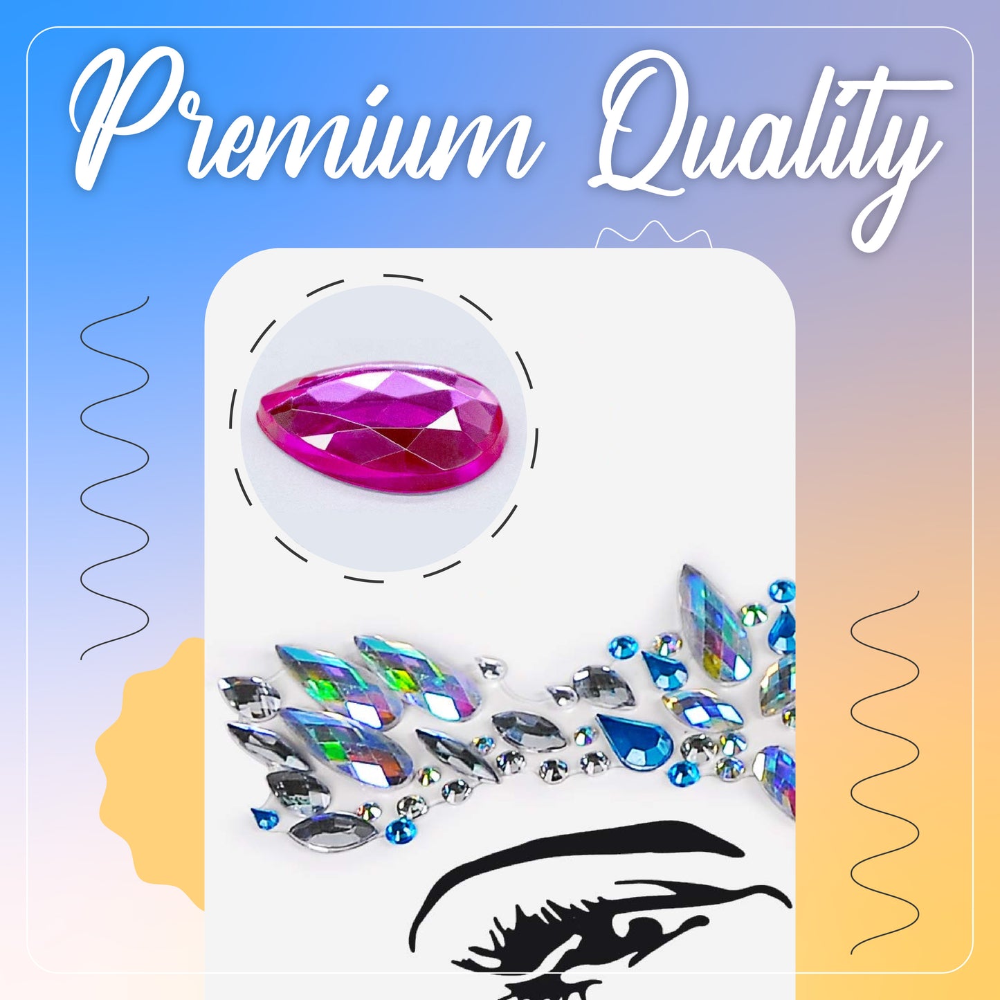 Party Queen Face Jewels Stickers
