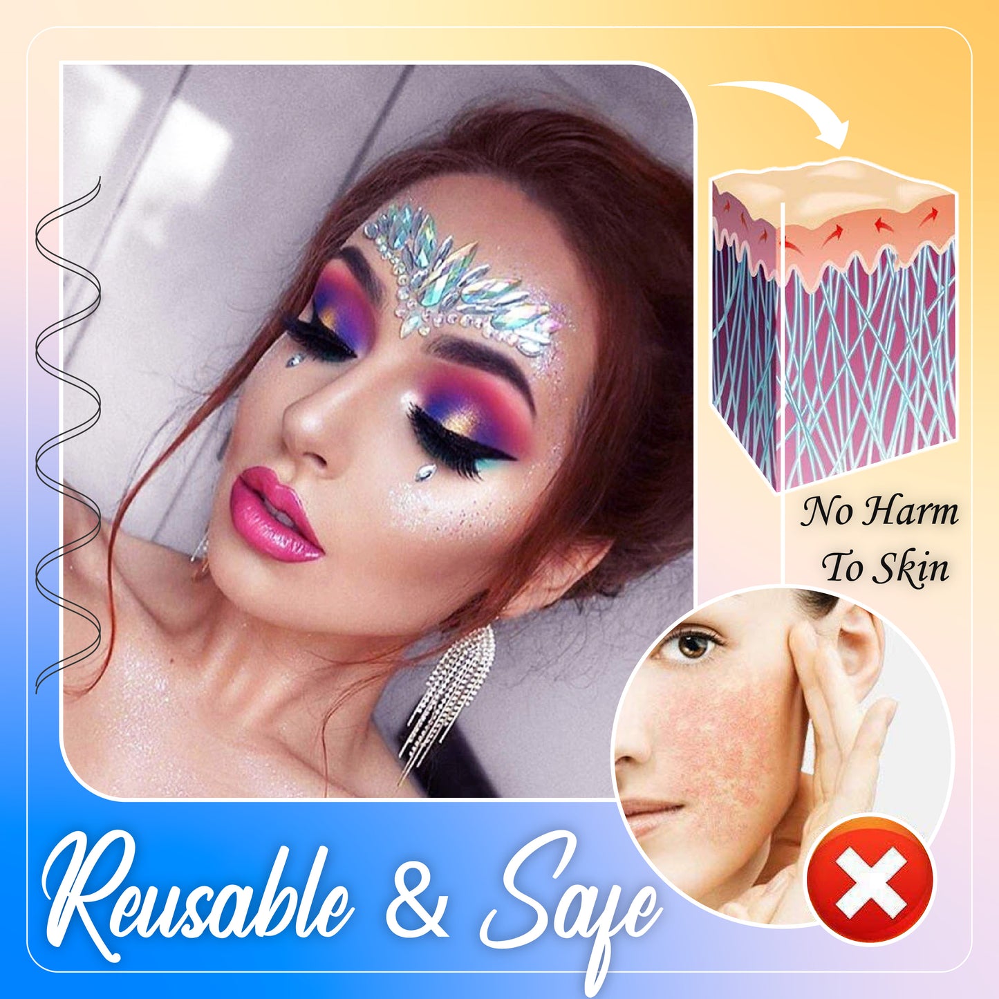 Party Queen Face Jewels Stickers