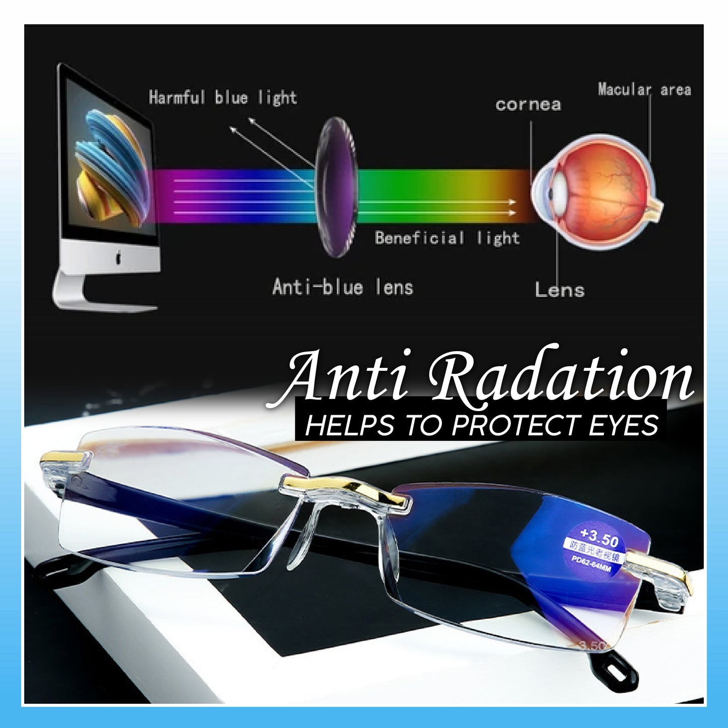 Anti-Blue Ray Shock-Proof Glasses