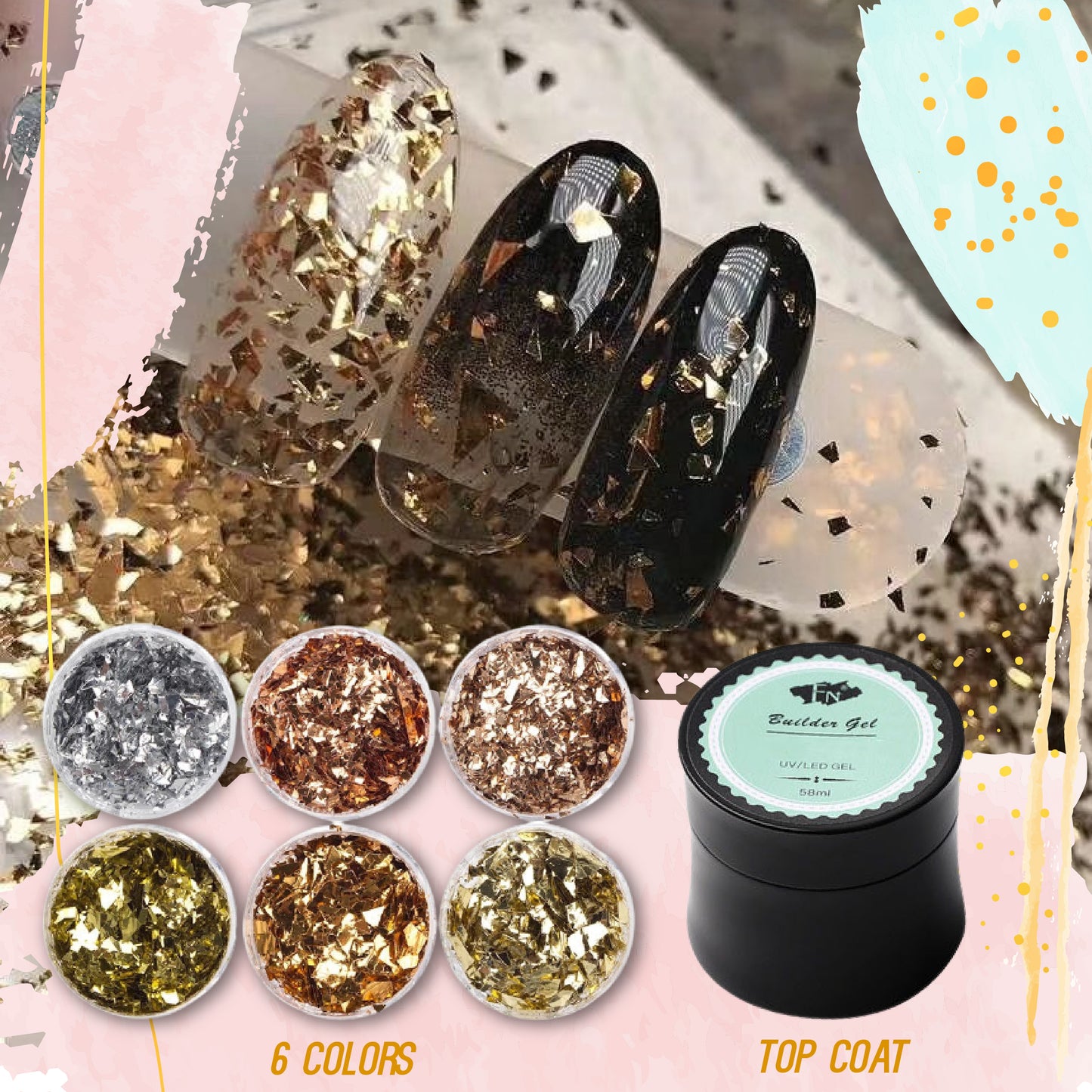 Bling Nail Gold Foil Flakes