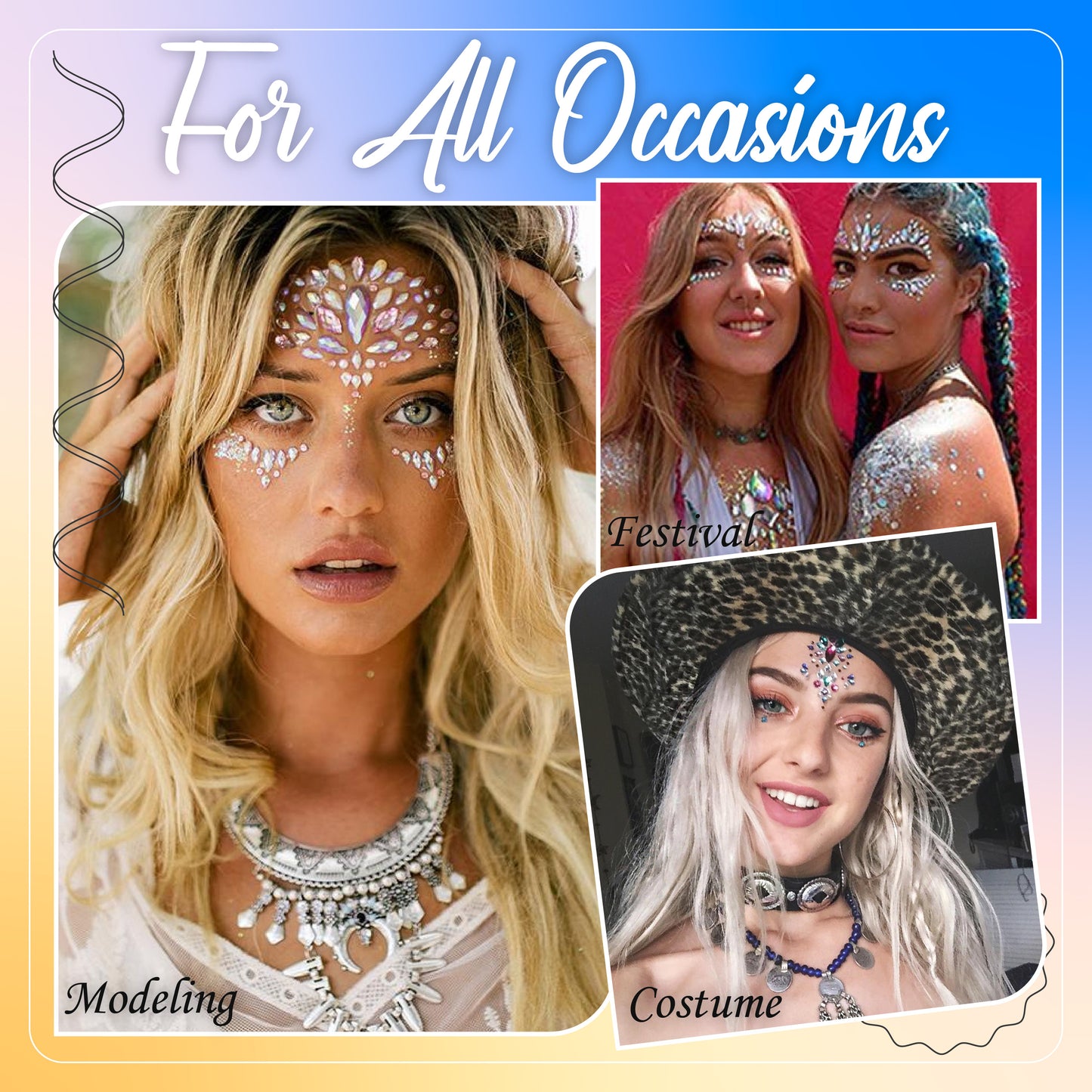 Party Queen Face Jewels Stickers