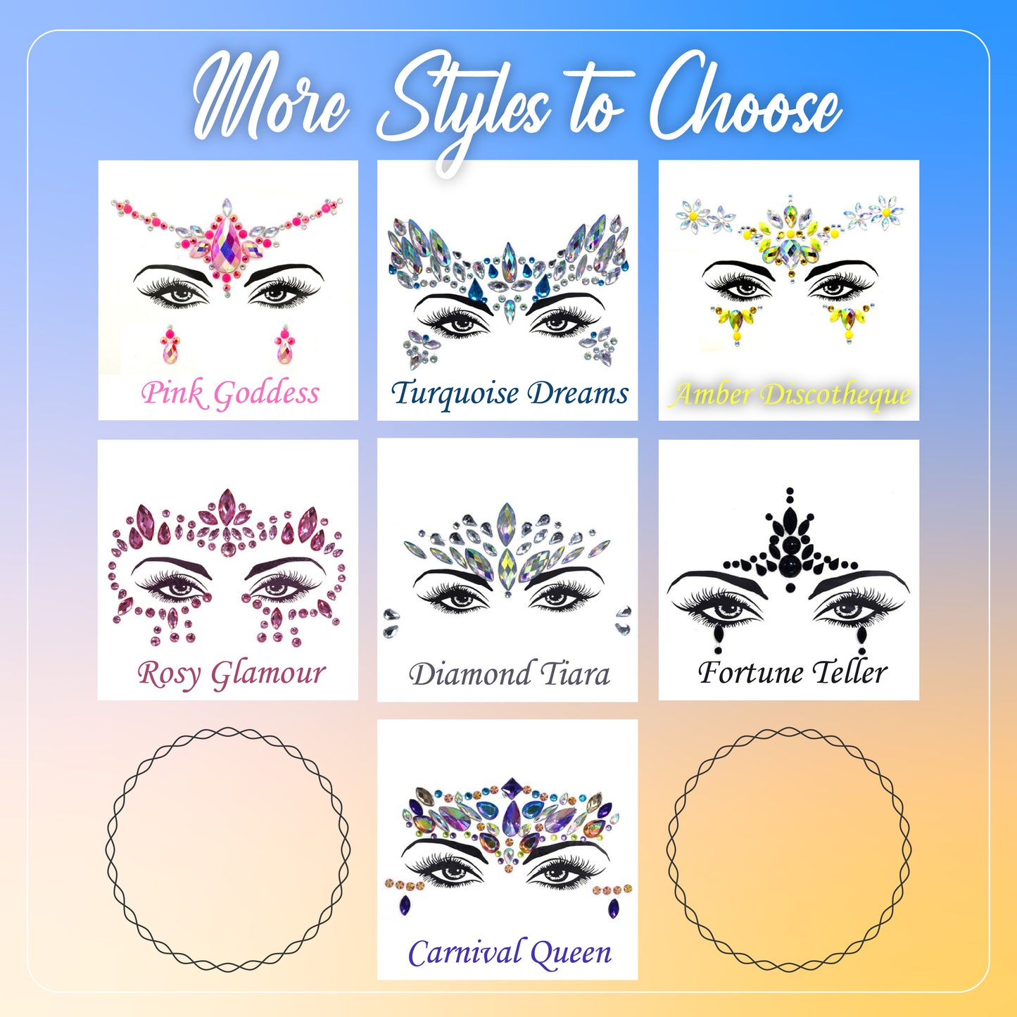 Party Queen Face Jewels Stickers