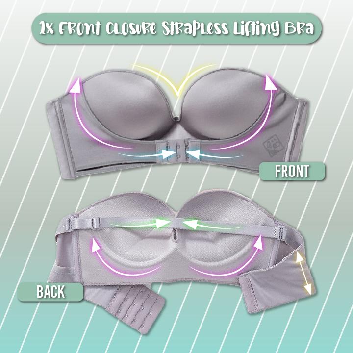 Front Closure Strapless Lifting Bra