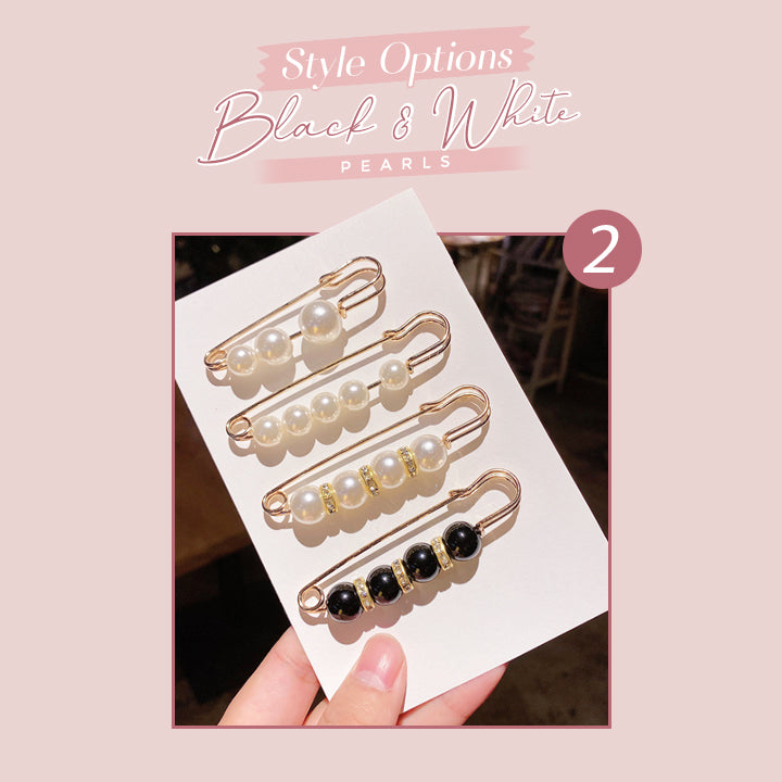 Elegant Pearl Safety Pin Brooch