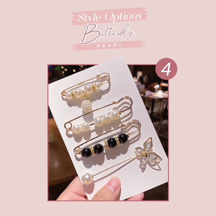 Elegant Pearl Safety Pin Brooch