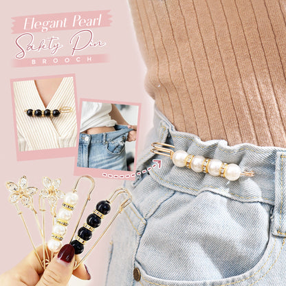 Elegant Pearl Safety Pin Brooch