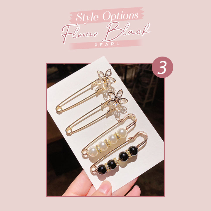 Elegant Pearl Safety Pin Brooch