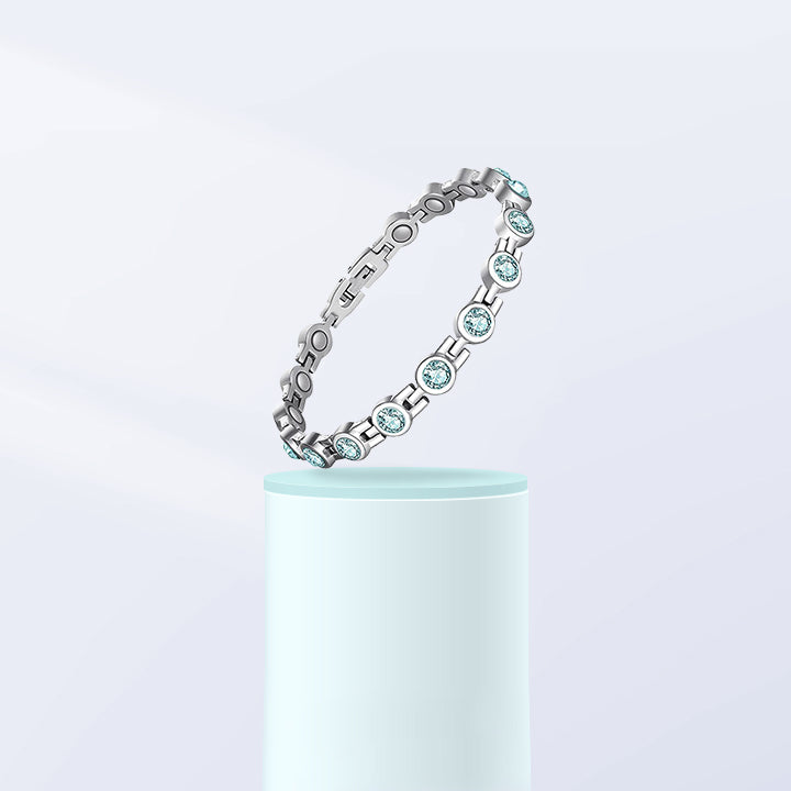 Deox'Tera Aquamarine Round-Stone Bangle