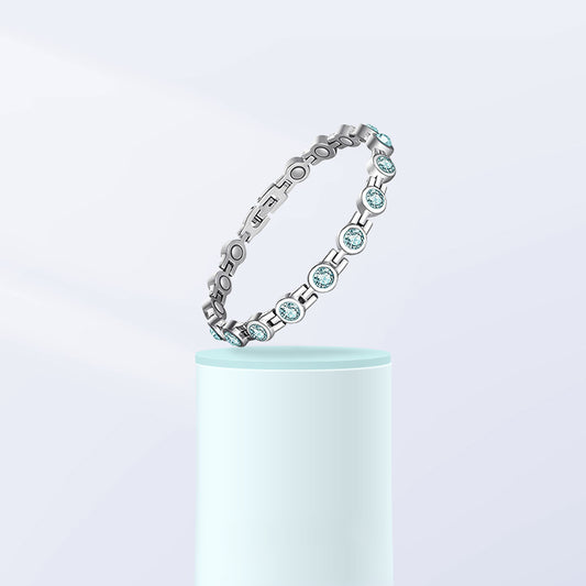 Deox'Tera Aquamarine Round-Stone Bangle