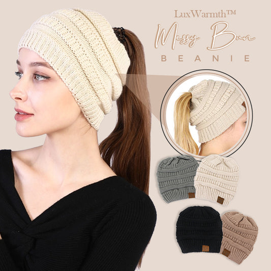 LuxWarmth™ Messy Bun Beanie