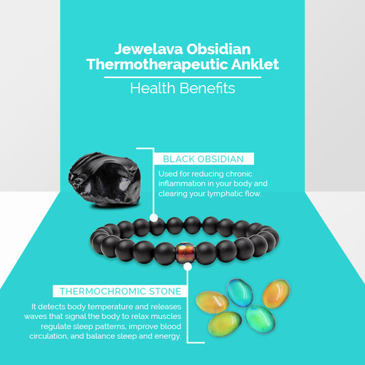Jewelava Obsidian Thermotherapeutic Anklet