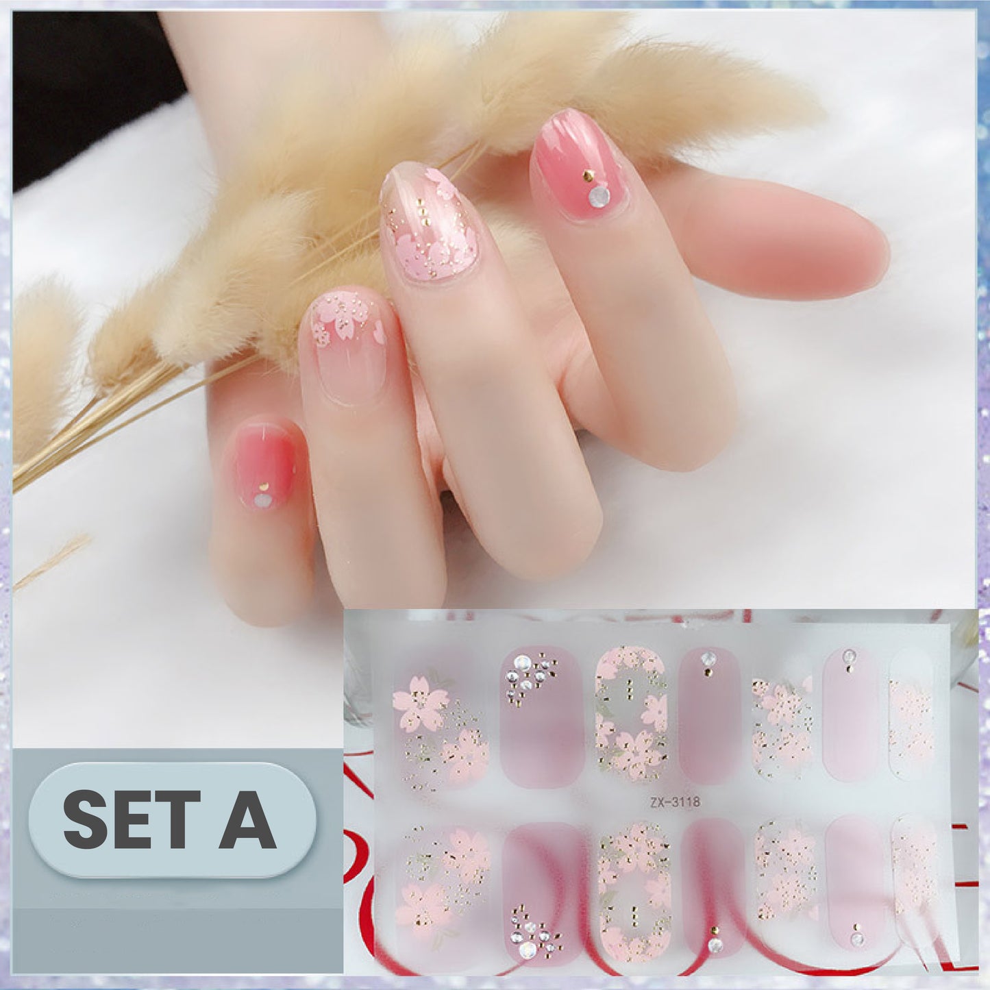 Easy Press On Nail Stickers Kit