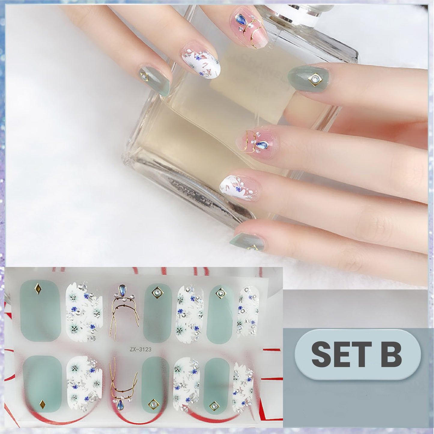 Easy Press On Nail Stickers Kit
