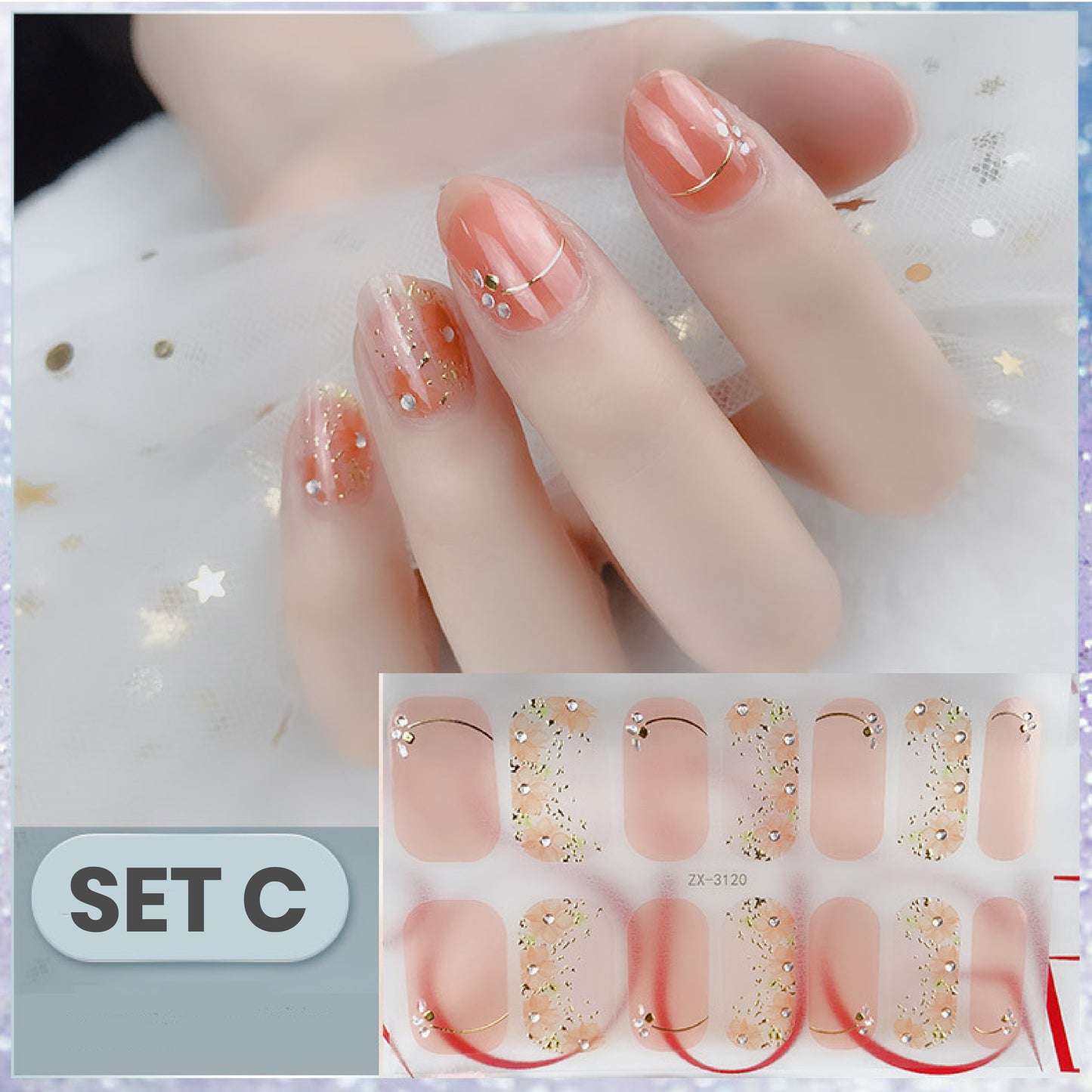 Easy Press On Nail Stickers Kit