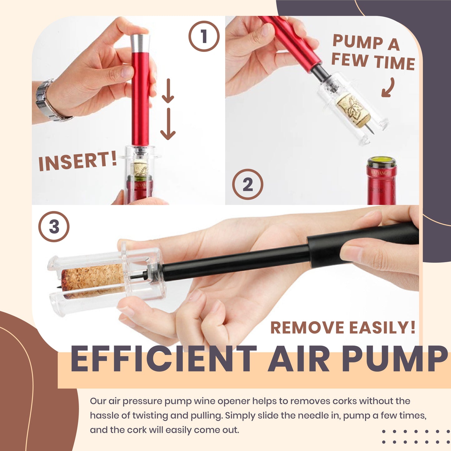 Air Pressure Pump Wine Opener Set