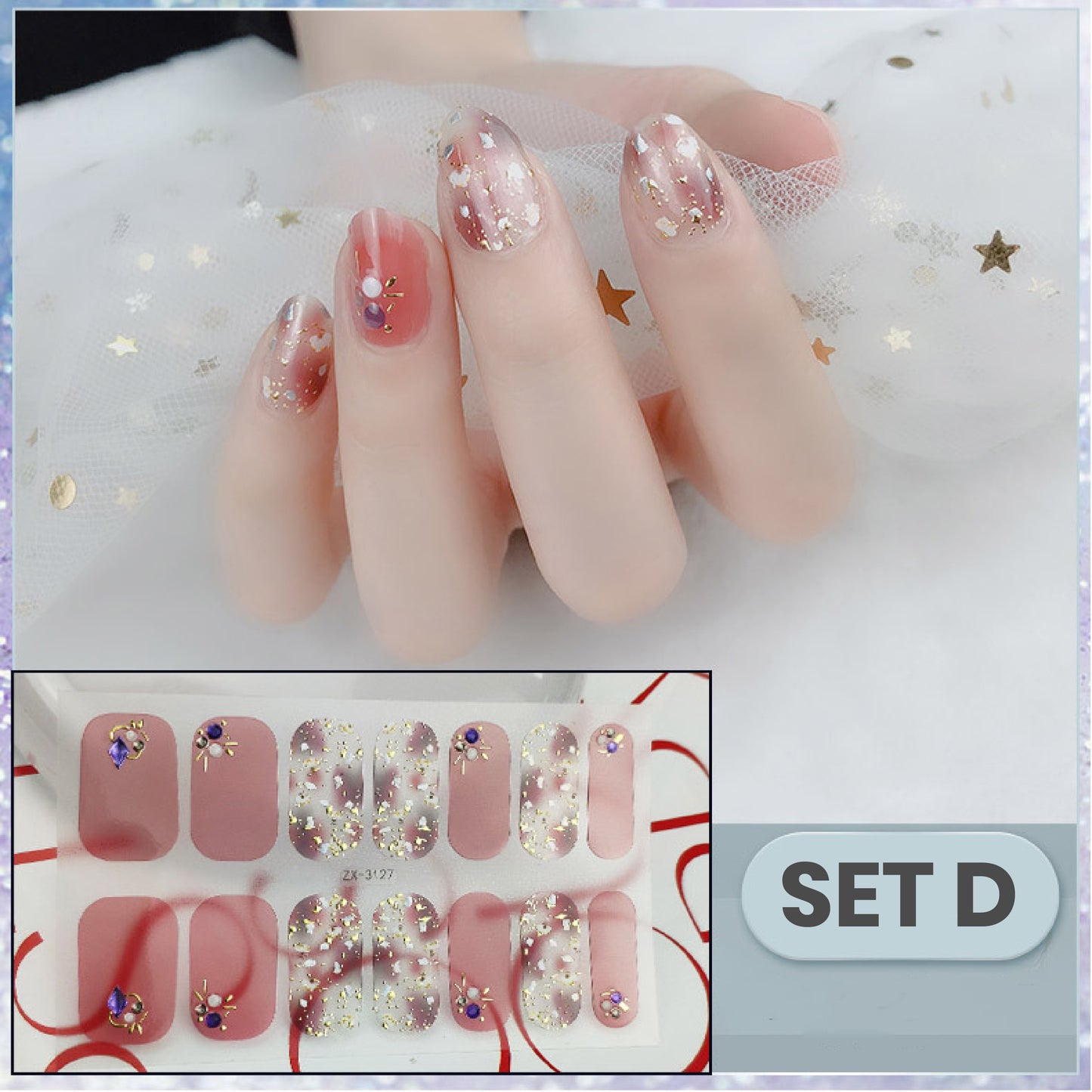Easy Press On Nail Stickers Kit