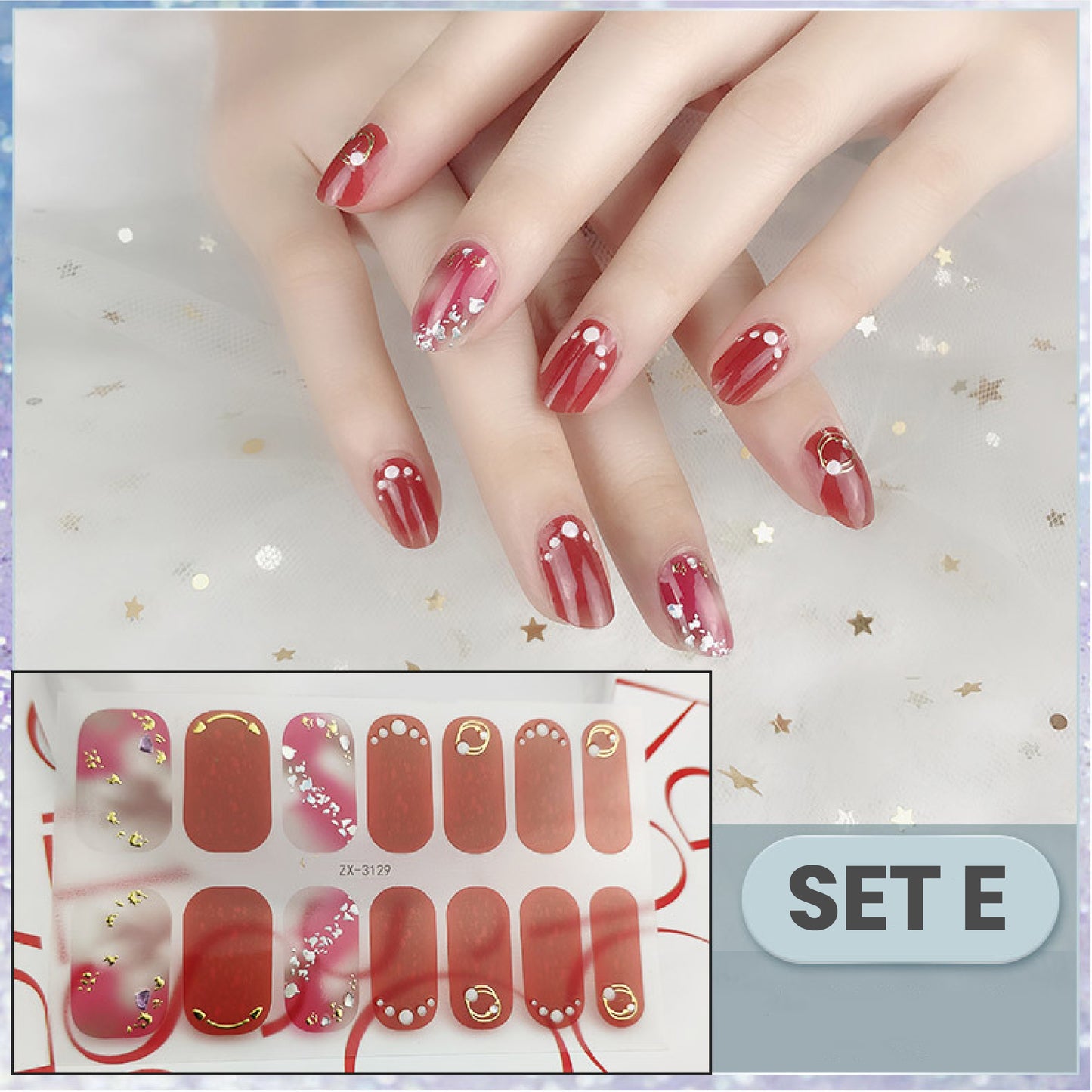 Easy Press On Nail Stickers Kit