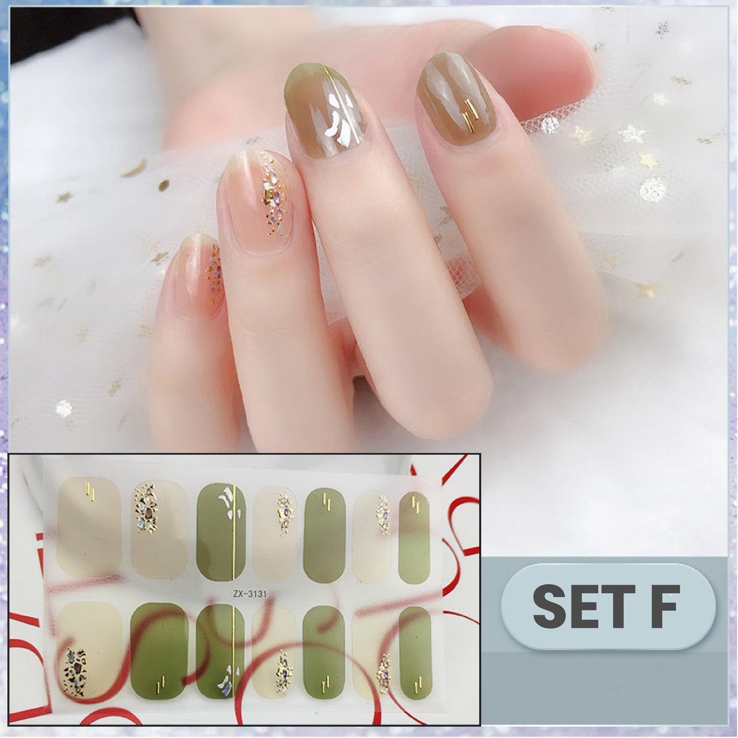 Easy Press On Nail Stickers Kit