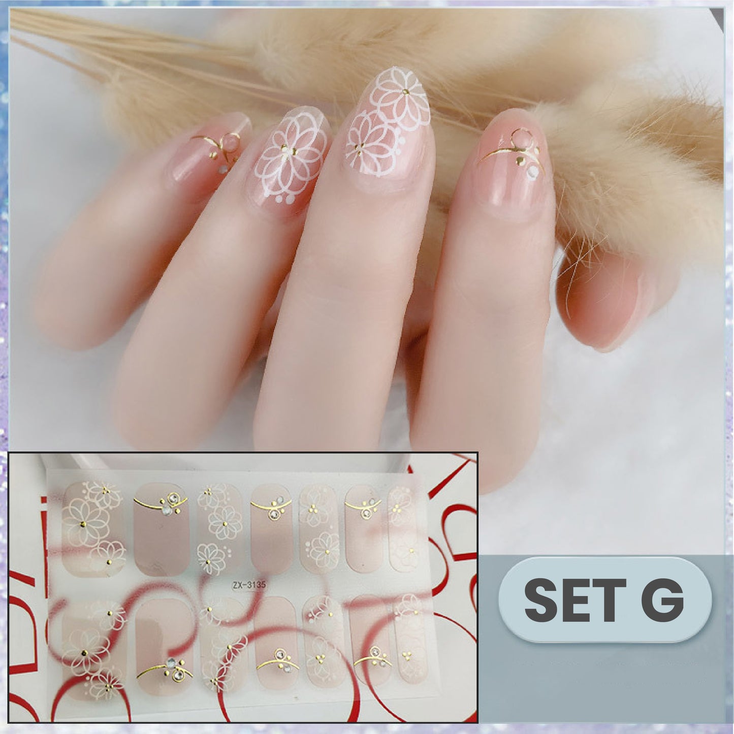 Easy Press On Nail Stickers Kit