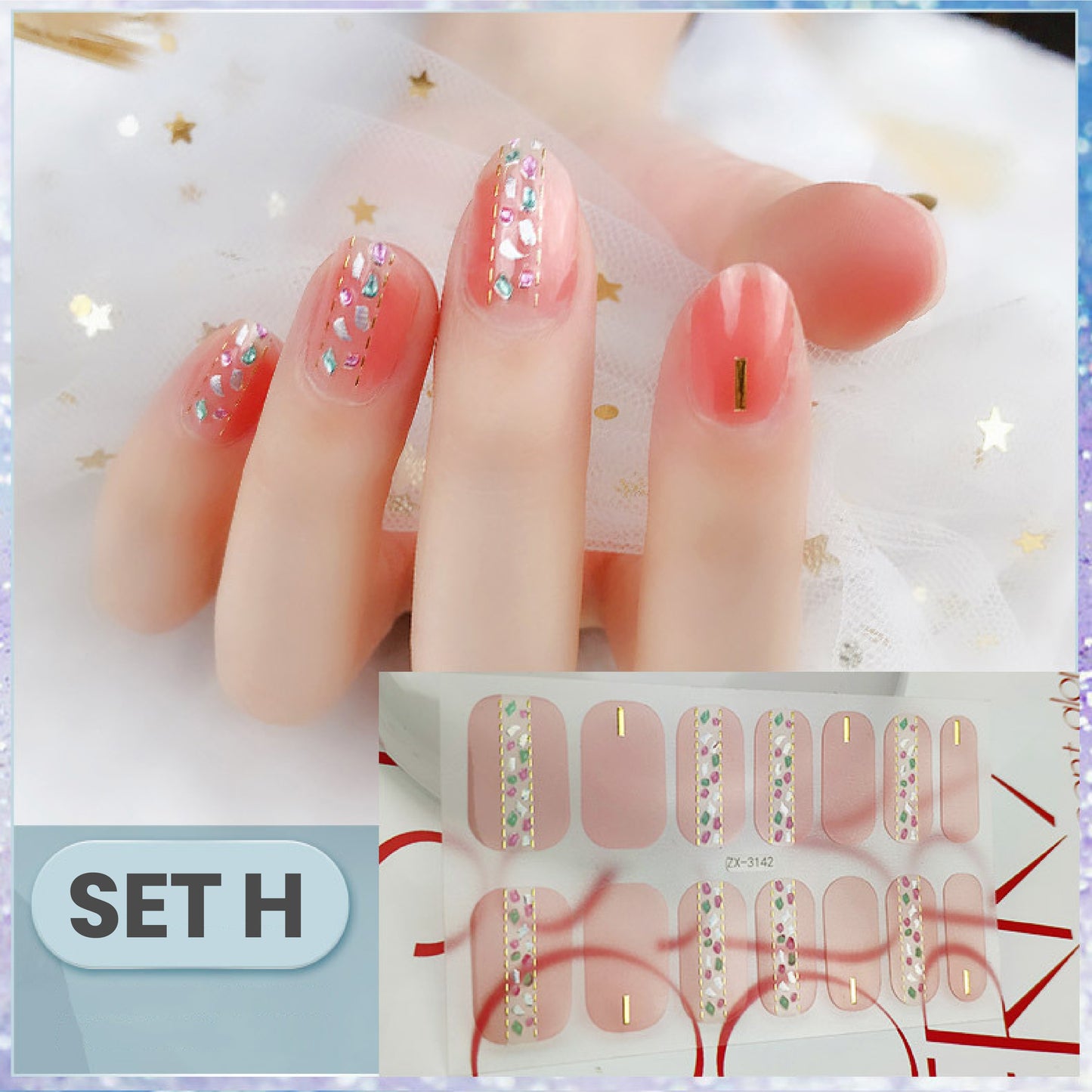 Easy Press On Nail Stickers Kit