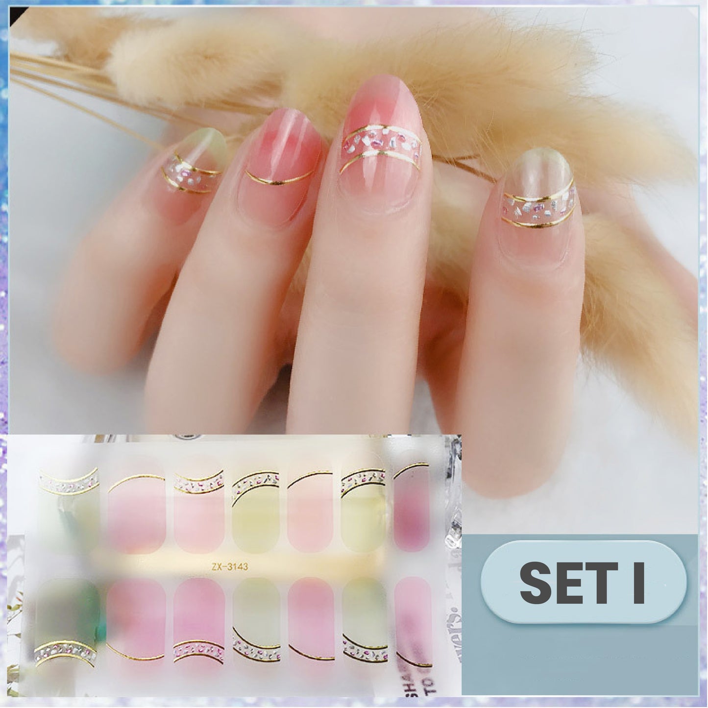 Easy Press On Nail Stickers Kit