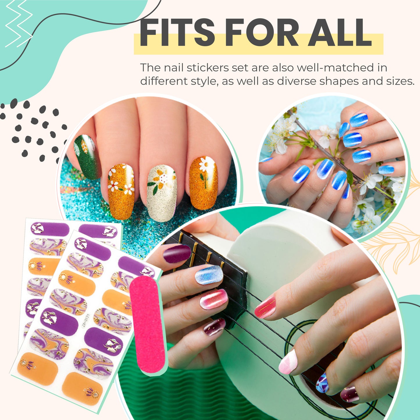 Easy Press On Nail Stickers Kit