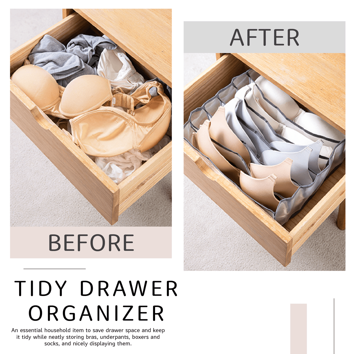 Multi-grid Underwear Storage Organizer